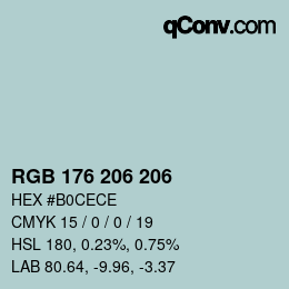 Color code: RGB 176 206 206 | qconv.com