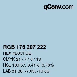 颜色代码: RGB 176 207 222 | qconv.com
