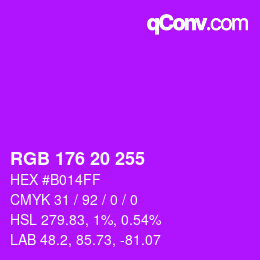 Color code: RGB 176 20 255 | qconv.com