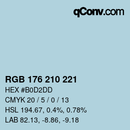Código de color: RGB 176 210 221 | qconv.com