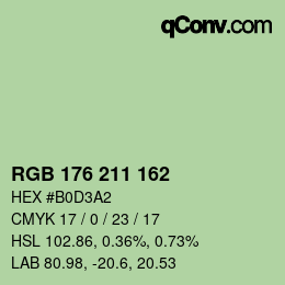 Color code: RGB 176 211 162 | qconv.com