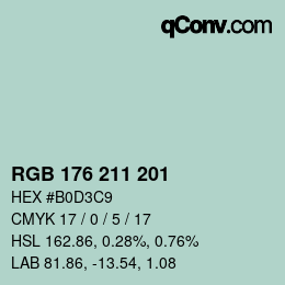 颜色代码: RGB 176 211 201 | qconv.com