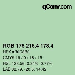 カラーコード: RGB 176 216.4 178.4 | qconv.com