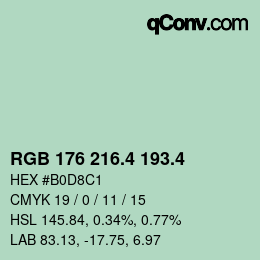 カラーコード: RGB 176 216.4 193.4 | qconv.com