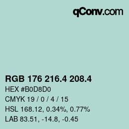 カラーコード: RGB 176 216.4 208.4 | qconv.com