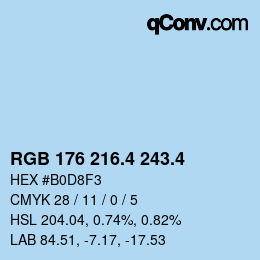 カラーコード: RGB 176 216.4 243.4 | qconv.com