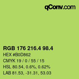 カラーコード: RGB 176 216.4 98.4 | qconv.com
