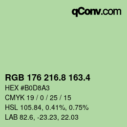 カラーコード: RGB 176 216.8 163.4 | qconv.com