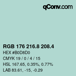 カラーコード: RGB 176 216.8 208.4 | qconv.com