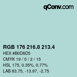カラーコード: RGB 176 216.8 213.4 | qconv.com