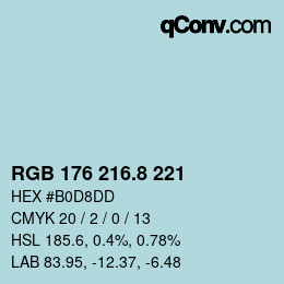 カラーコード: RGB 176 216.8 221 | qconv.com