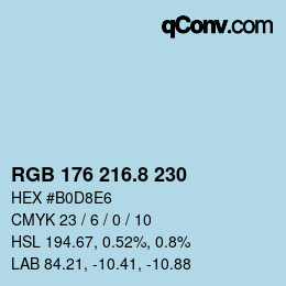 Color code: RGB 176 216.8 230 | qconv.com