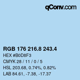 カラーコード: RGB 176 216.8 243.4 | qconv.com