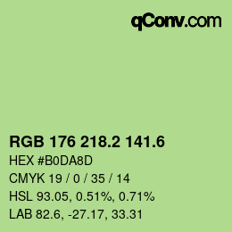 カラーコード: RGB 176 218.2 141.6 | qconv.com