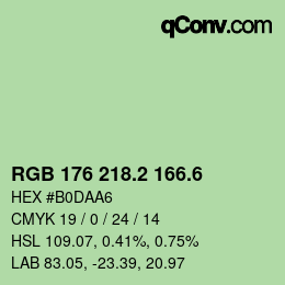 カラーコード: RGB 176 218.2 166.6 | qconv.com