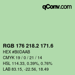 カラーコード: RGB 176 218.2 171.6 | qconv.com
