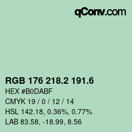 カラーコード: RGB 176 218.2 191.6 | qconv.com