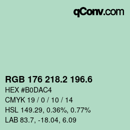 カラーコード: RGB 176 218.2 196.6 | qconv.com