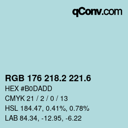 カラーコード: RGB 176 218.2 221.6 | qconv.com
