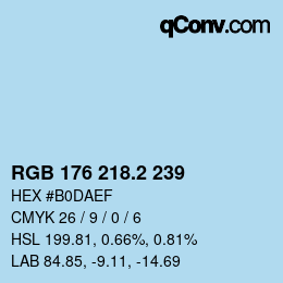 カラーコード: RGB 176 218.2 239 | qconv.com