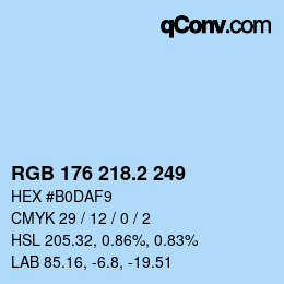 カラーコード: RGB 176 218.2 249 | qconv.com