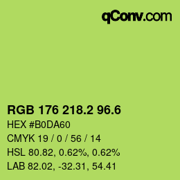 カラーコード: RGB 176 218.2 96.6 | qconv.com