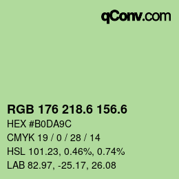 カラーコード: RGB 176 218.6 156.6 | qconv.com