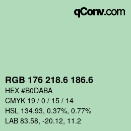 カラーコード: RGB 176 218.6 186.6 | qconv.com