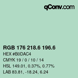 カラーコード: RGB 176 218.6 196.6 | qconv.com