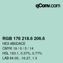 カラーコード: RGB 176 218.6 206.6 | qconv.com