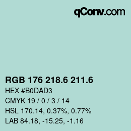 カラーコード: RGB 176 218.6 211.6 | qconv.com
