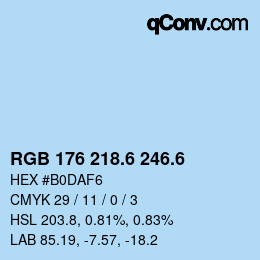 カラーコード: RGB 176 218.6 246.6 | qconv.com