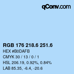 カラーコード: RGB 176 218.6 251.6 | qconv.com