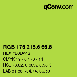 カラーコード: RGB 176 218.6 66.6 | qconv.com
