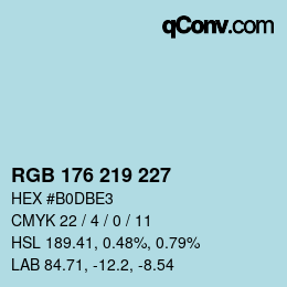 Código de color: RGB 176 219 227 | qconv.com