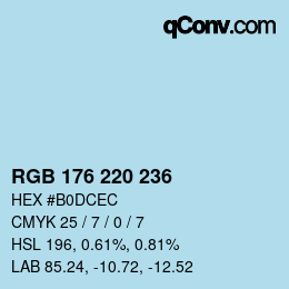 カラーコード: RGB 176 220 236 | qconv.com