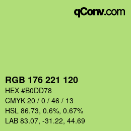 Color code: RGB 176 221 120 | qconv.com