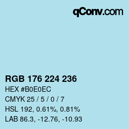 Color code: RGB 176 224 236 | qconv.com