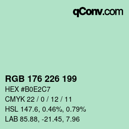 Color code: RGB 176 226 199 | qconv.com