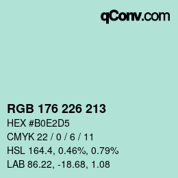 Color code: RGB 176 226 213 | qconv.com