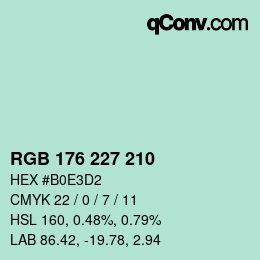 Color code: RGB 176 227 210 | qconv.com