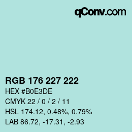 Color code: RGB 176 227 222 | qconv.com