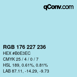 Código de color: RGB 176 227 236 | qconv.com