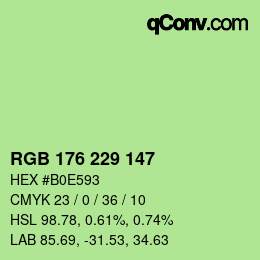Color code: RGB 176 229 147 | qconv.com