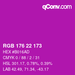 Color code: RGB 176 22 173 | qconv.com