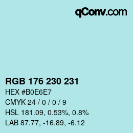 カラーコード: RGB 176 230 231 | qconv.com