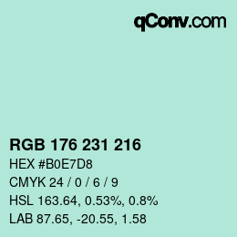 Color code: RGB 176 231 216 | qconv.com