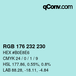 Color code: RGB 176 232 230 | qconv.com