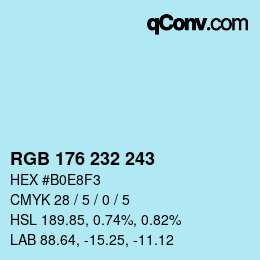 Color code: RGB 176 232 243 | qconv.com
