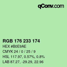 カラーコード: RGB 176 233 174 | qconv.com